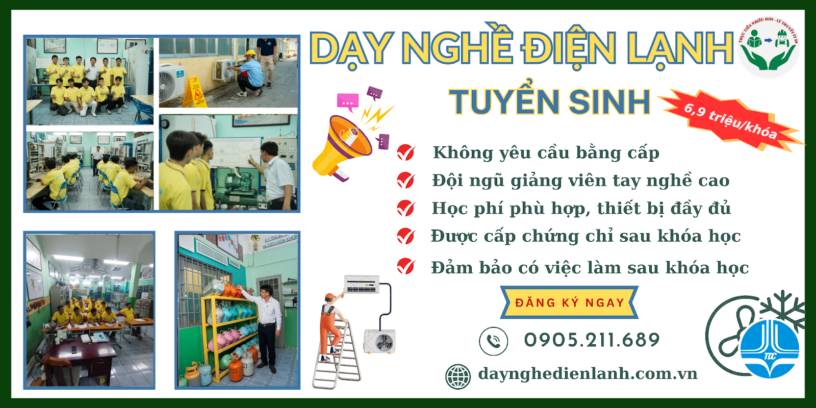 TUYỂN SINH NGÀNH ĐIỆN LẠNH 2026 – HỌC NGHỀ ĐIỆN LẠNH THỰC CHIẾN, CHỨNG CHỈ UY TÍN
